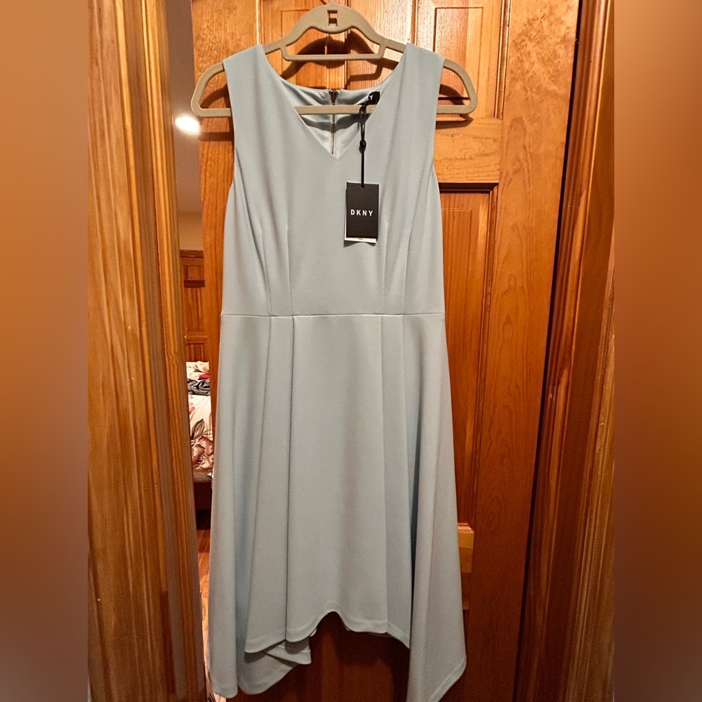 DKNY Pale Blue High-Low Sleeveless Dress